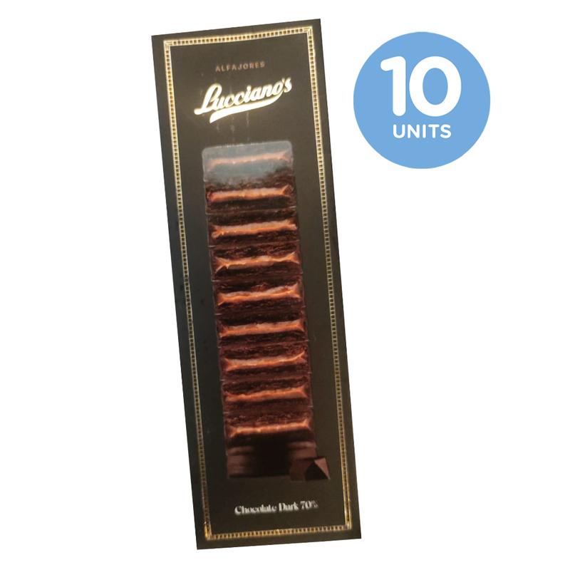 Lucciano`s Alfajores of Dark Chocolate 70% Cacao With Dulce de Leche x 10 Unit. 750g/1.65lb