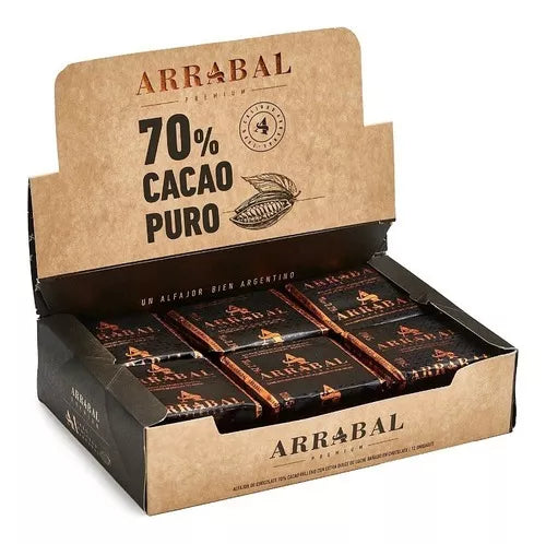 Arrabal - Dark Chocolate Alfajor 70% Cocoa Fill With Dulce de Leche 12u. 780g/1.71lb