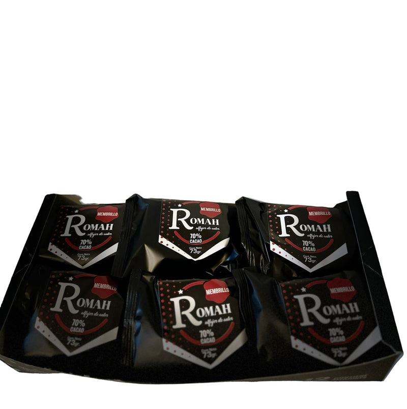 Romah - Chocolate Alfajor 70% Cocoa filled with Quince 12u. 880g/1.94lb