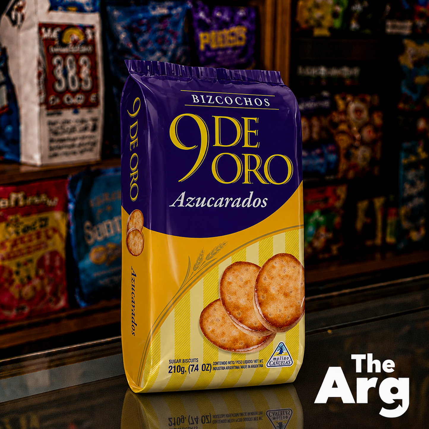9 de Oro Traditional Biscuits with Sprinkled Sugar 210g | Argentine Cookies