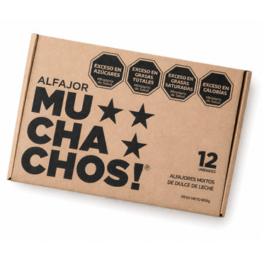 Muchachos Mixed Alfajores Box of 12 – White & Dark Chocolate Argentine Dulce de Leche Cookies 720 g
