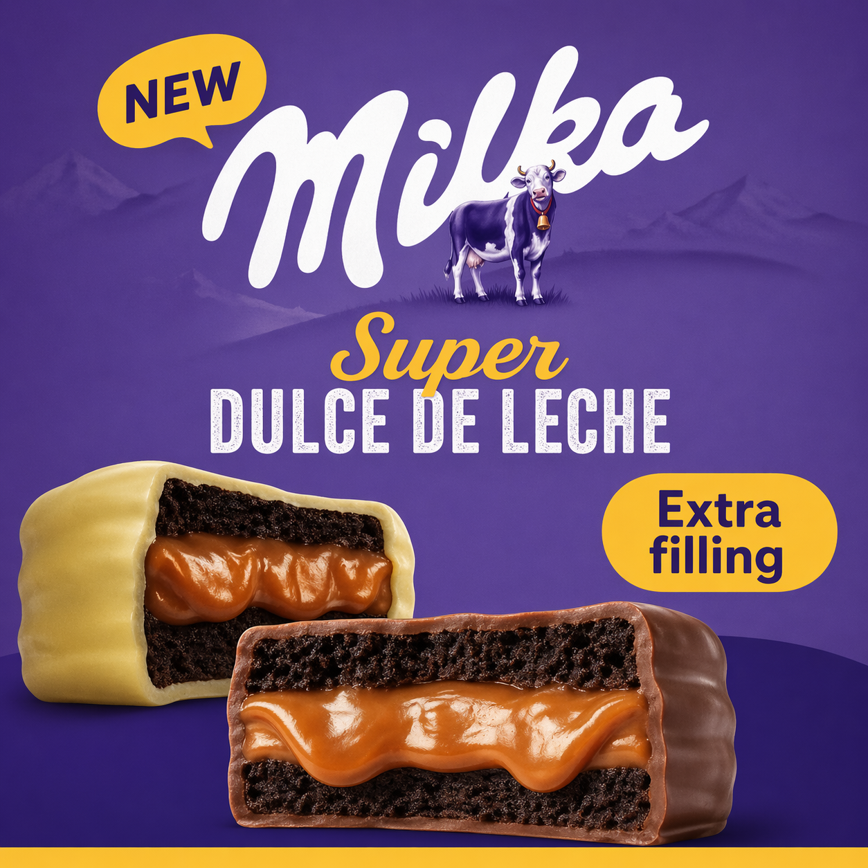 Milka Super Dulce de Leche Alfajor Milk Chocolate Covered – 36 Count Pack