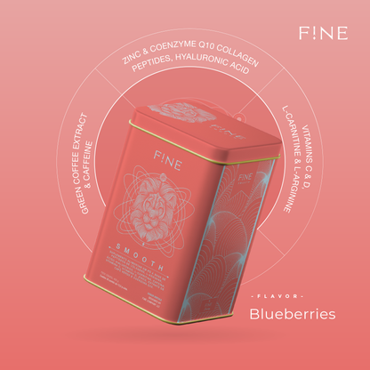 F!NE Smooth Collagen Powder Drink – Blueberry Flavor | Hydrolyzed Collagen & Hyaluronic Acid