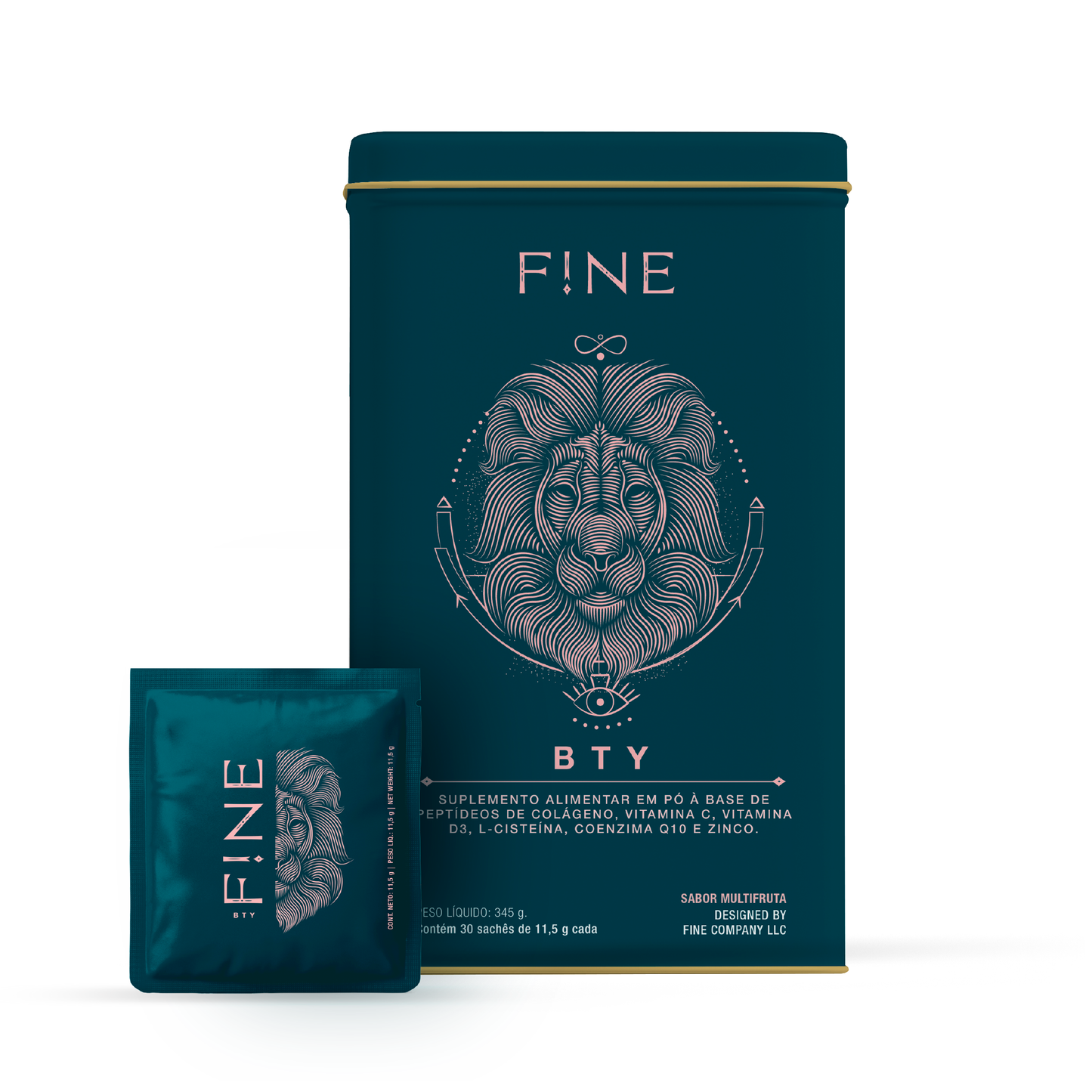 "F!NE Beauty Collagen Hydrolyzed Multifruit Flavor – Collagen Supplement for Skin, Hair & Nail Health – Anti-Wrinkle, Hydrating & Sugar-Free – 30 Sachets"
