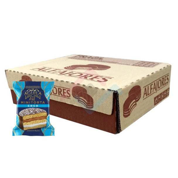 Alfajor Aguila Coco Coconut Cream Minicake With Dulce de Leche Box of 21u. 72g/0.15lb