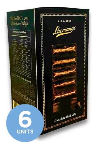 Lucciano`s Alfajores of Chocolate 70% Cacao With Dulce de Leche x 6 Unit. 450g/0.99lb