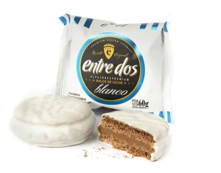 Entre Dos - Alfajor of White Chocolate with Dulce de Leche 12u. 720g/1.57lb