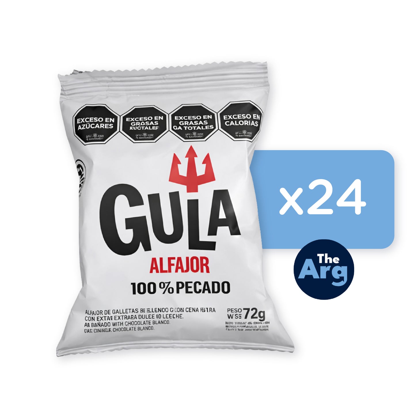 GULA White Chocolate Alfajores Box of 24 | Dulce de Leche Argentine Cookies (72g Each)