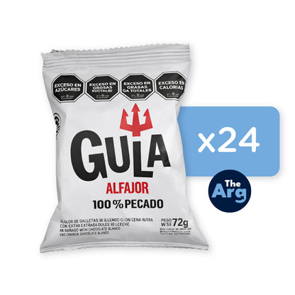 GULA White Chocolate Alfajores Box of 24 | Dulce de Leche Argentine Cookies (72g Each)