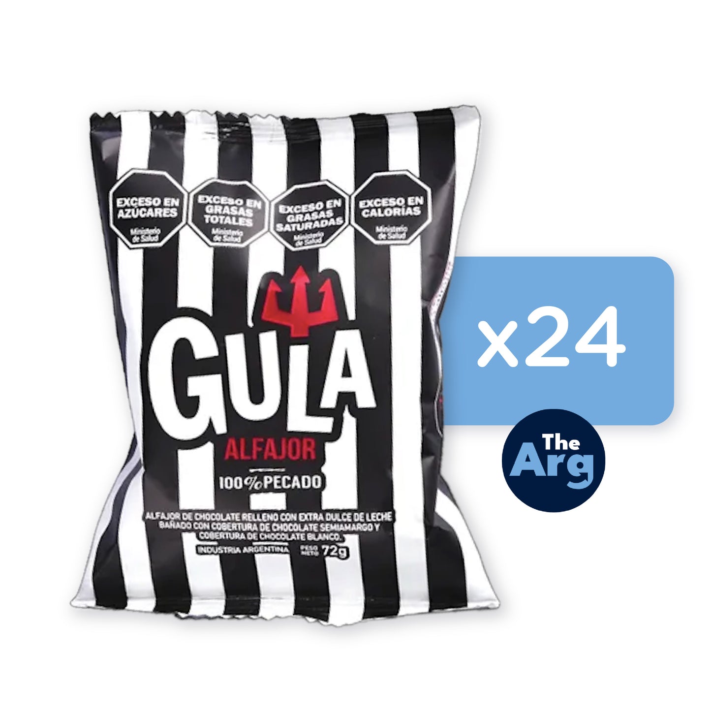 GULA King Alfajor Black & White – 24 Pack Premium Chocolate Layers with Dulce de Leche (72g Each)