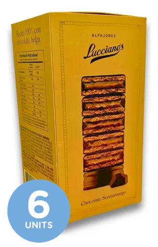 Lucciano`s Alfajores of Bittersweet Chocolate With Dulce de Leche x 6 Unit. 450g/0.99lb