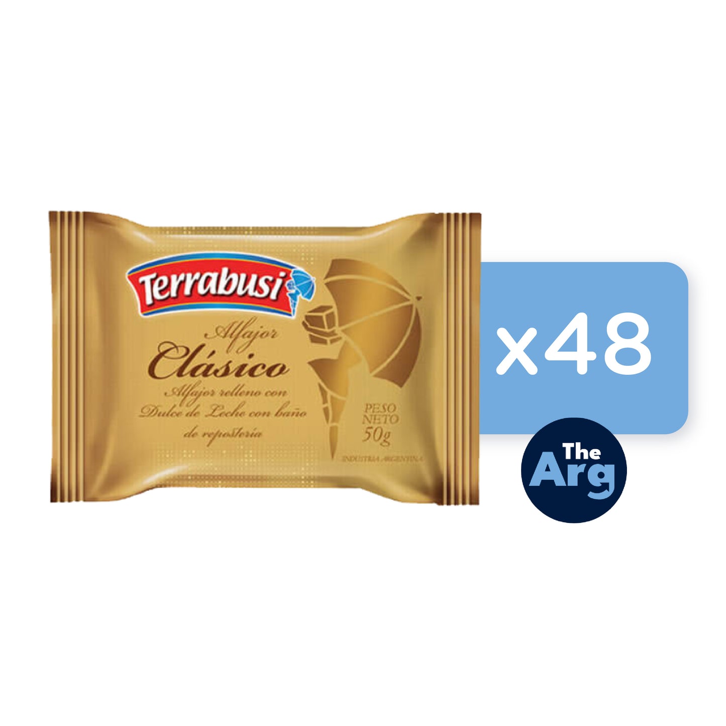 Terrabusi Alfajores Milk Chocolate & Dulce de Leche – Box of 48 (50g Each)