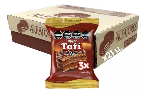 Alfajor Tofi Triple Milk Chocolate Alfajor Filled with Dulce De Leche 76g (Box of 24 units)