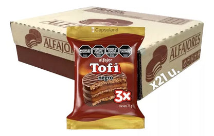 Alfajor Tofi Triple Milk Chocolate Alfajor Filled with Dulce De Leche 76g (Box of 24 units)