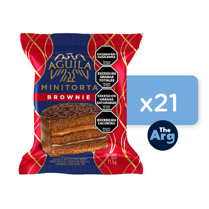 Águila Brownie Alfajor Minicake with Dulce de Leche Box 21 Units 71.5g / 2.52 oz Each