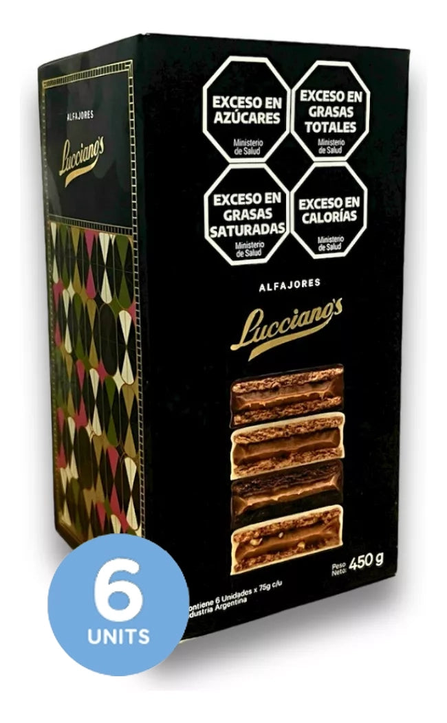 Lucciano`s Alfajores Mixed Chocolates With Dulce de Leche x 6 Unit. 450g/0.99lb