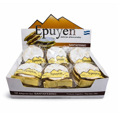 Epuyen - Triple-filled Alfajor Santafesino with Dulce de Leche, Glazed with Sugar 12u. 720g/1.58lb