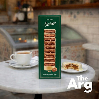 Lucciano’s White Chocolate Alfajores with Walnut & Dulce de Leche Box of 10 | 750g