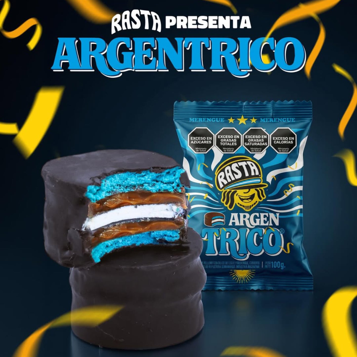 Rasta Argentrico Triple Alfajores – Dulce de Leche & Meringue – Box of 14