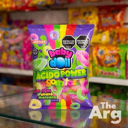 Lheritier Baby Doll Acid Power Sour Gummies – Assorted Fruit Flavors 500 g | Gluten Free Argentine Candy