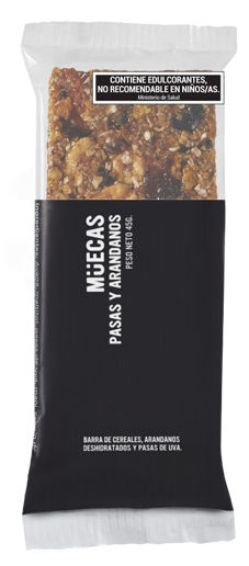 Muecas Raisins and Blueberries Cereal Bar Box of 16u. 720g/1.58lb