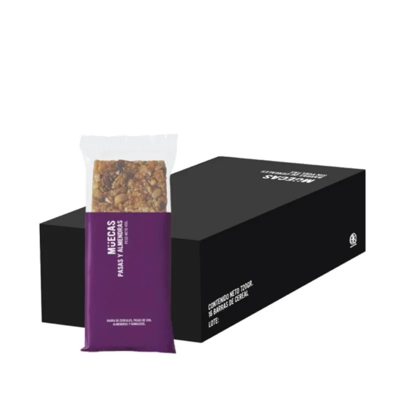 Muecas Raisins and Almonds Cereal Bar Box of 16u. 720g/1.58lb