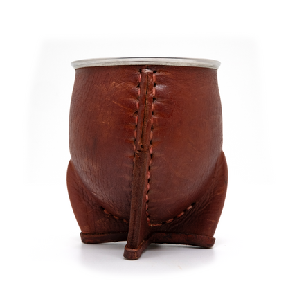 Brown Bocón Mate with Stainless Steel Interior, Leather Cover & Pico de Loro Bombilla