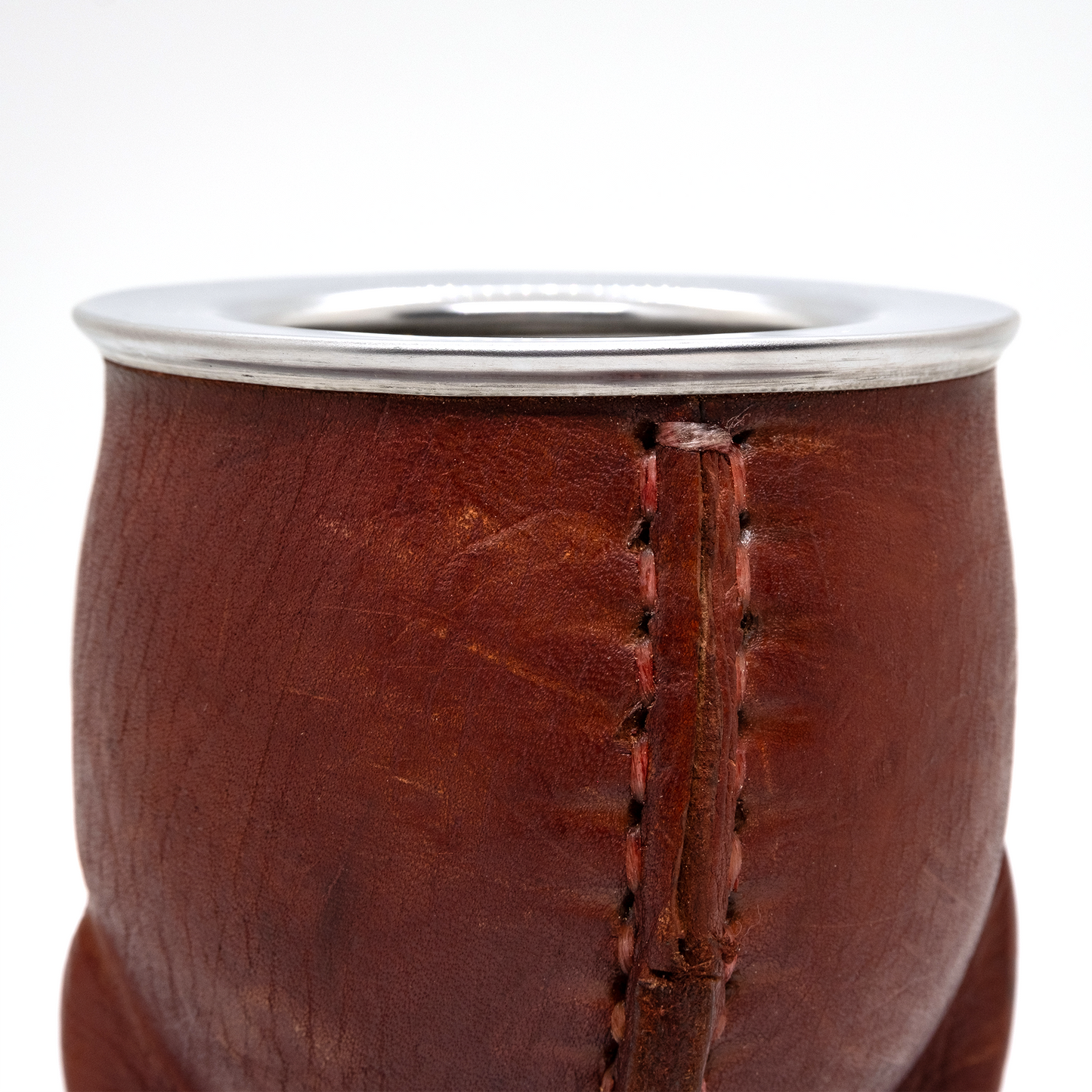 Brown Bocón Mate with Stainless Steel Interior, Leather Cover & Pico de Loro Bombilla