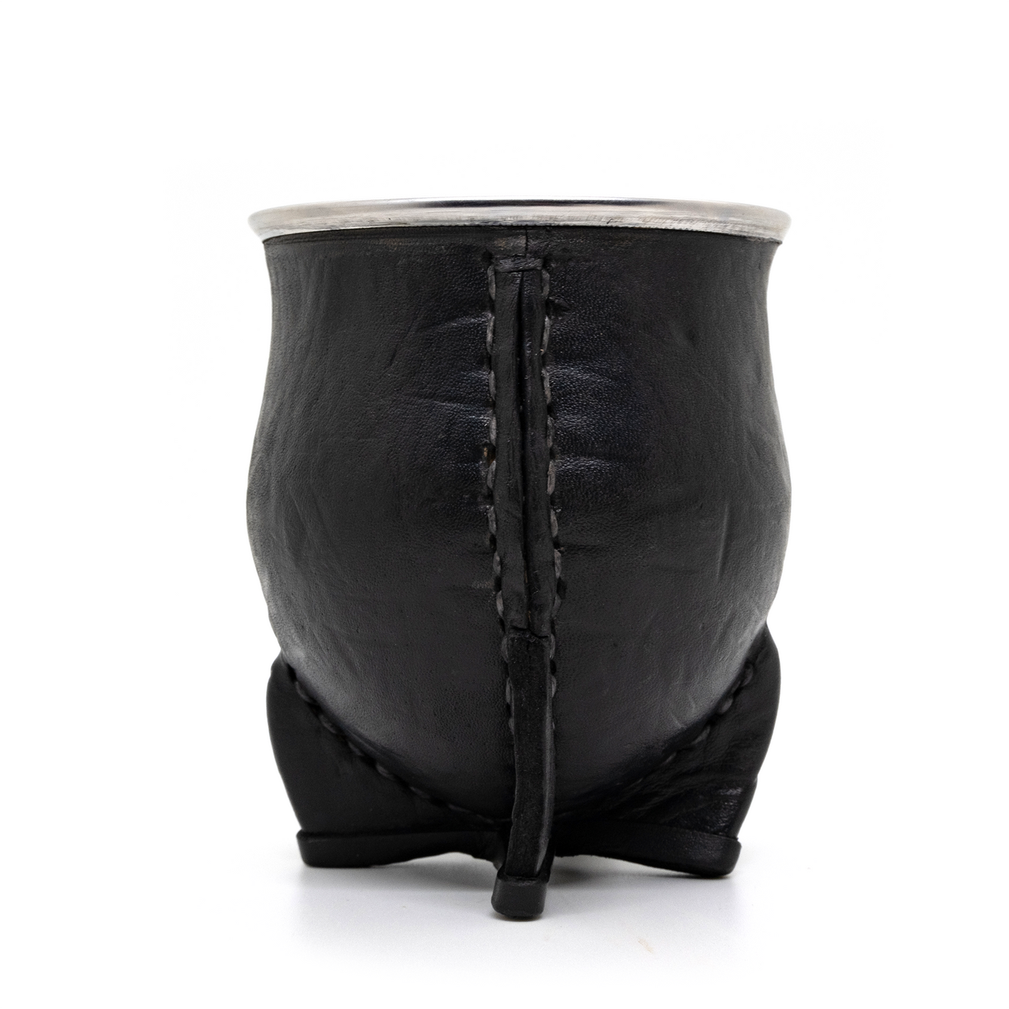 Black Bocón Mate with Stainless Steel Interior, Leather Cover & Pico de Loro Bombilla