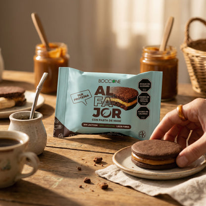 Boccone Vegan Argentine Alfajores – Cornstarch & Cocoa Cookies with Peanut Filling