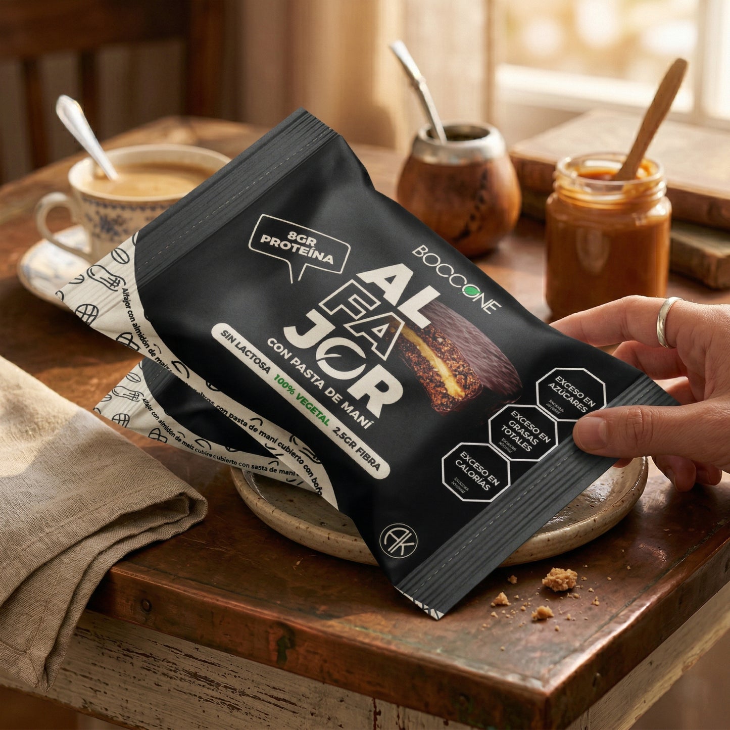 Boccone Vegan Alfajores – Chocolate Coated with Peanut Filling – Box of 12 (60g Each)