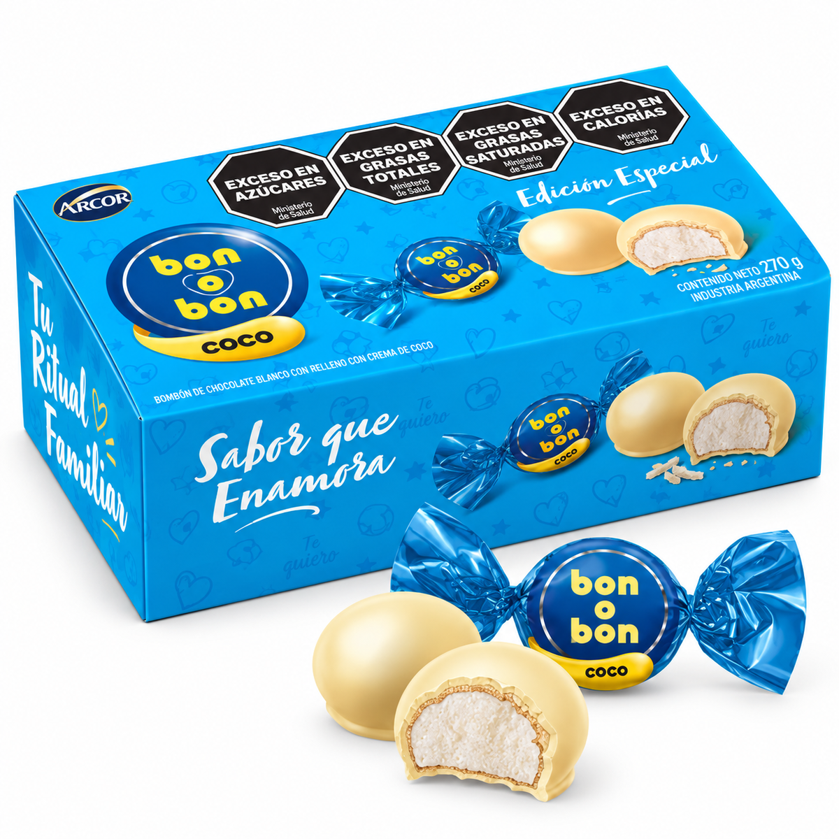 BON O BON White Chocolate Coconut 18 Bonbons 270g