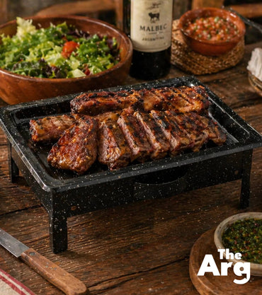 Brasero de Mesa Enlozado - Mini Calentador de Carne con Bandeja Caliente