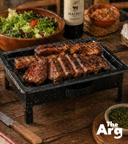 Brasero de Mesa Enlozado - Mini Calentador de Carne con Bandeja Caliente