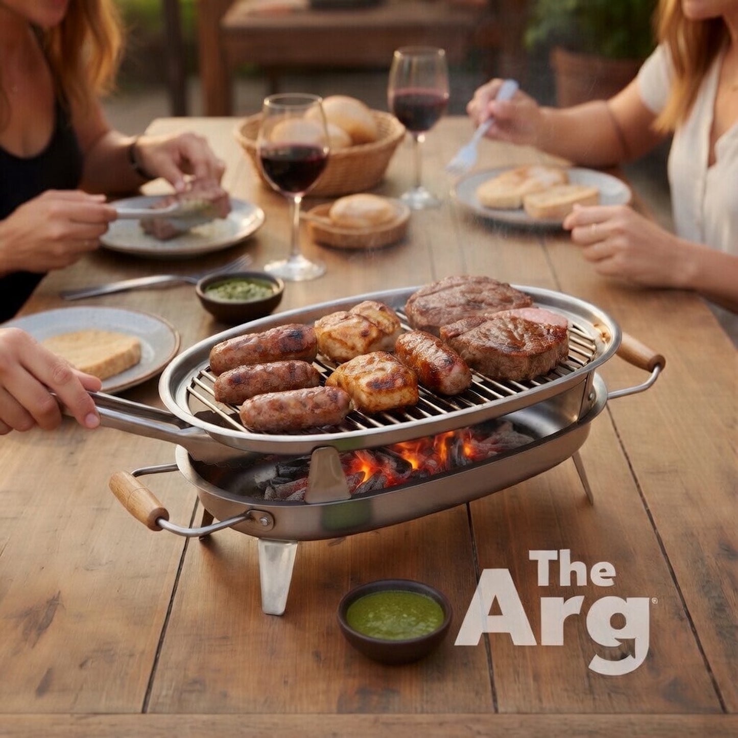 Stainless Steel Tabletop Brasero Meat Warmer | Argentine Mini Grill Hot Tray