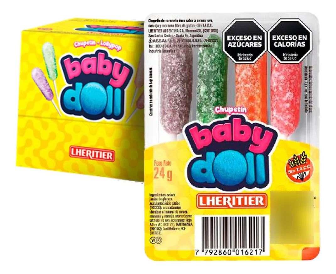 Lheritier Baby Doll Lollipop Assorted Flavors - (Pack of 12u.) 432g/0.63lb