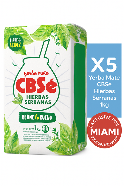 Yerba Mate CBSÉ Hierbas Serranas 1 kg / 2.2 lb (5 Units Pack)