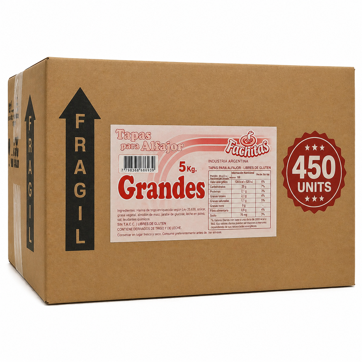 Large Vanilla Alfajor Shells – 450 Units (5 kg) by Fachitas | Ready-to-Fill Cookies, Ideal for Baking