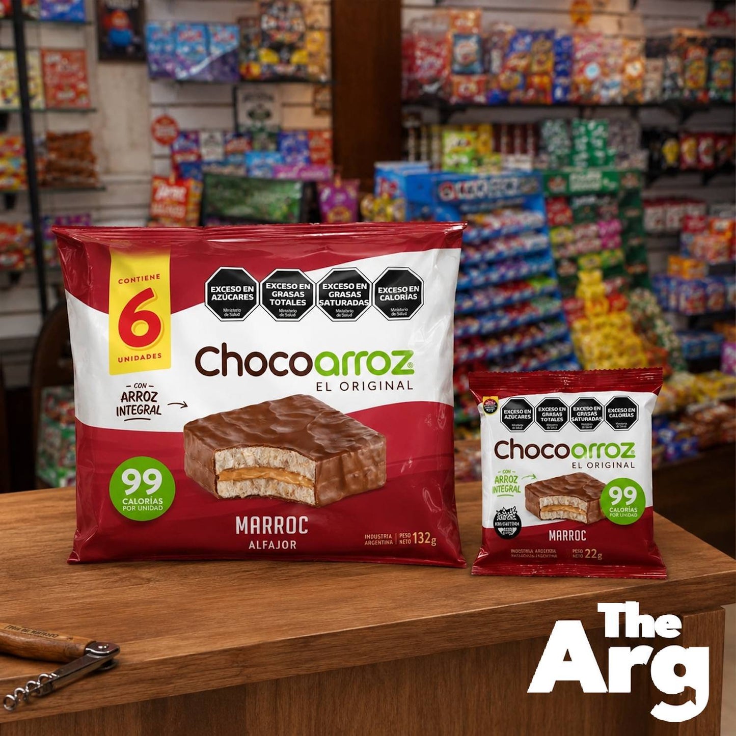 Chocoarroz Marroc Rice Alfajor \ Gluten-Free Argentine Chocolate Alfajor 6 x 22g