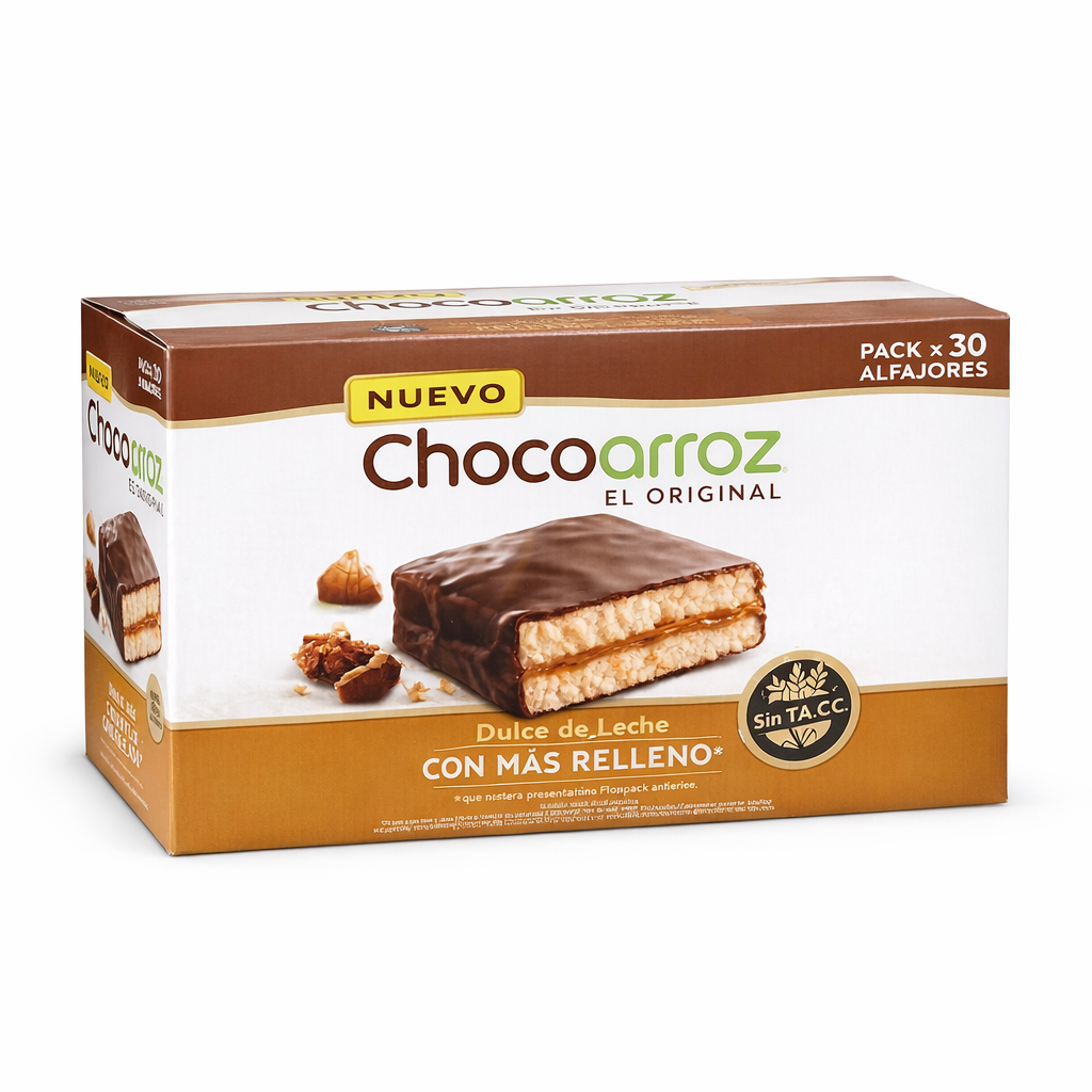 Chocoarroz Wholegrain Alfajor with Dulce de Leche | Box of 30 (660g)