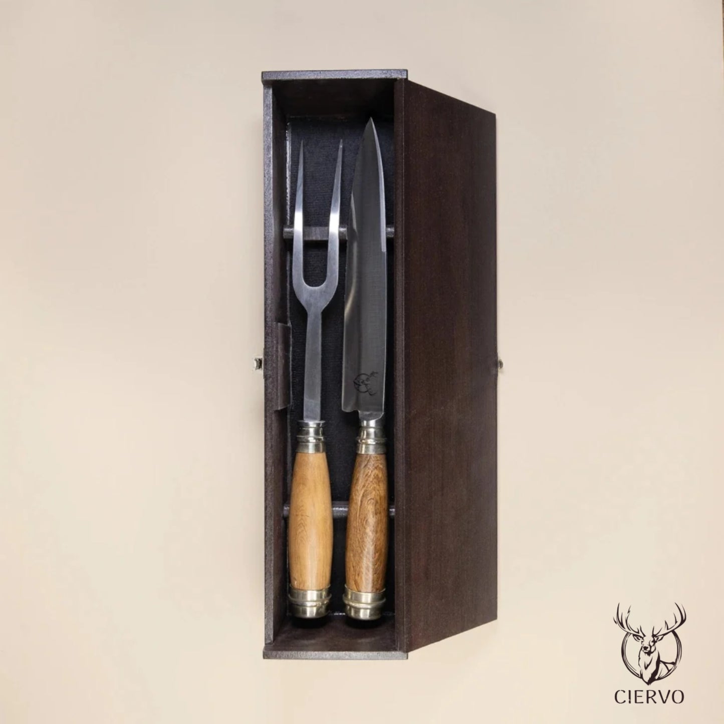 Ciervo Quina Round Wood Carving Set – Handcrafted Argentine BBQ Knife & Fork