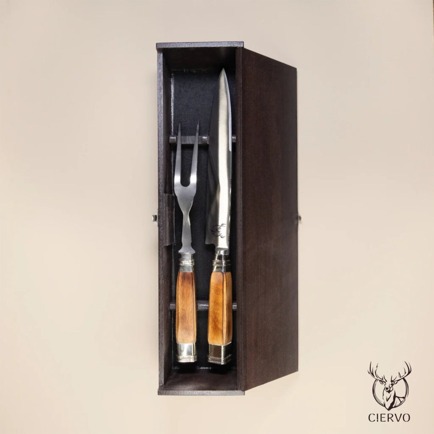 Ciervo Quina Wood Carving Set – Handcrafted Argentine BBQ Knife & Fork