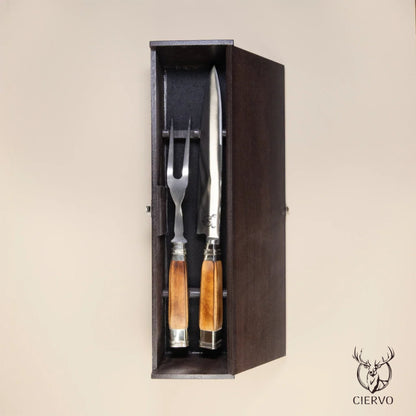 Ciervo Quina Wood Carving Set – Handcrafted Argentine BBQ Knife & Fork