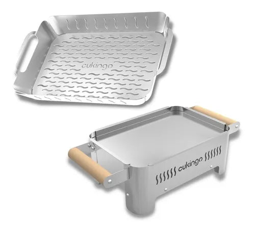 Cukingo Combo - Tabletop Cukingo Grill + Large Tray for Grilling Vegetables