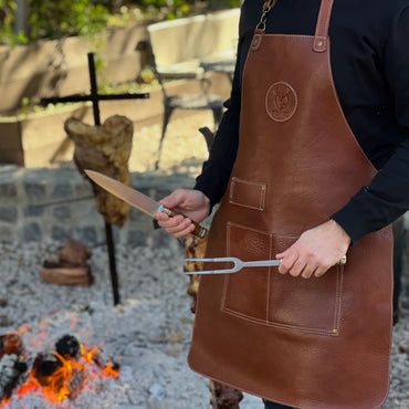 Chocolate Brown Genuine Leather BBQ Apron – Handmade Argentine Asador Apron