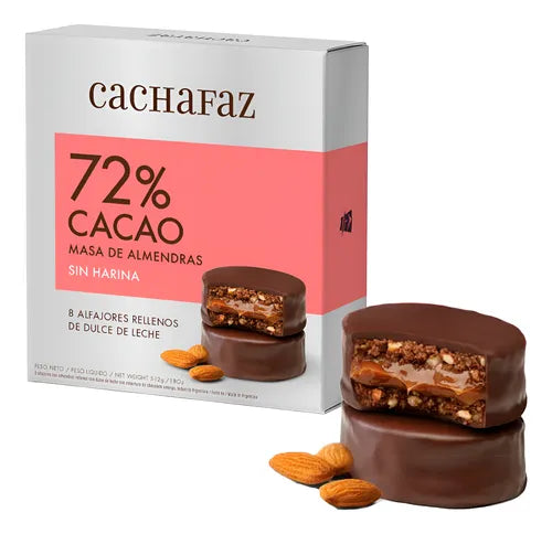 Cachafaz Alfajores 72% Cacao with Almond Flour – Gift Box 8u (546 g / 1.2 lb)