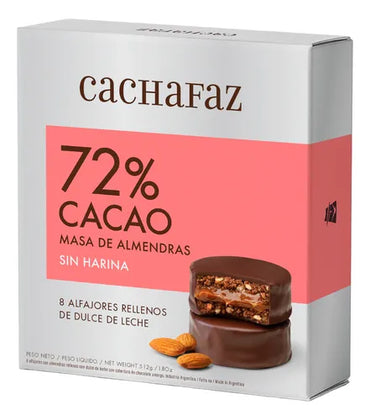 Cachafaz Alfajores 72% Cacao with Almond Flour – Gift Box 8u (546 g / 1.2 lb)