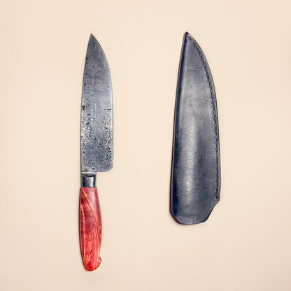 Ciervo Damascus Steel Field Knife in Red Plátano Wood