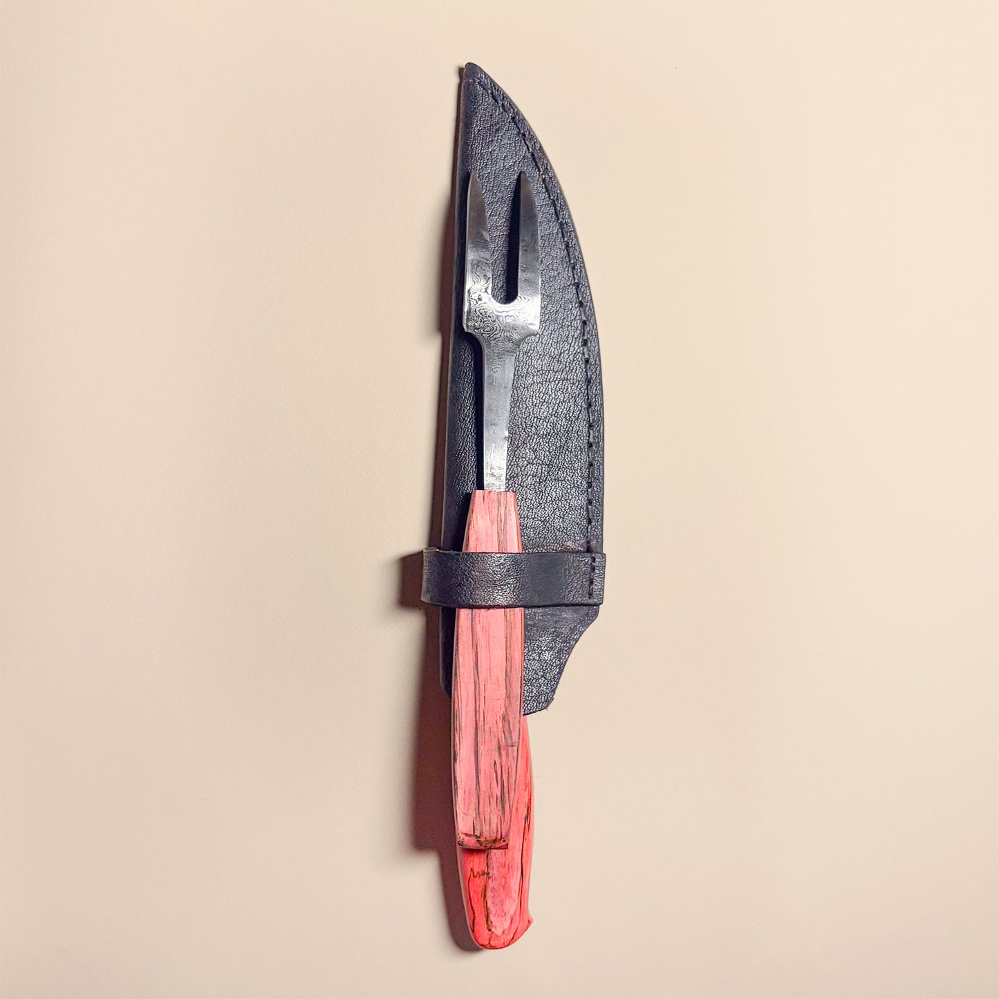 Ciervo Damascus Steel BBQ Carving Set – Red Plátano Wood Handles (Knife & Fork)