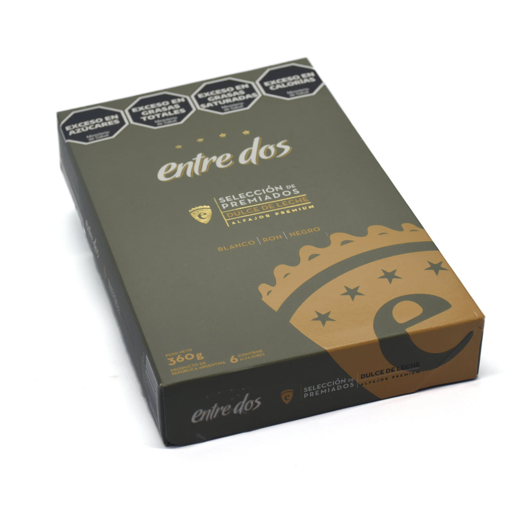 Entre Dos - "Seleccion de Premiados" Chocolate Alfajores with Dulce de Leche 6u. 360g/0.79lb